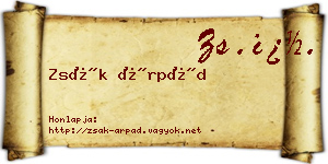 Zsák Árpád névjegykártya